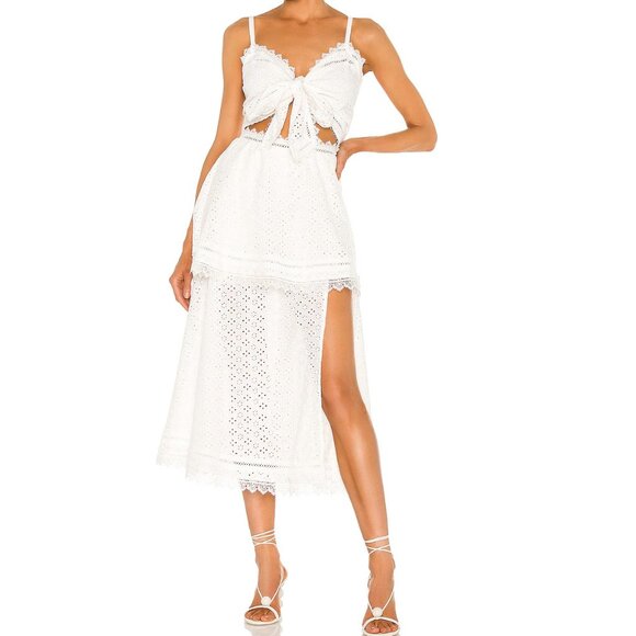 NWT V. CHAPMAN PANNA WHITE EYELET MIDI DRESS W/CUTOUTS SIZE 2 - Picture 1 of 12